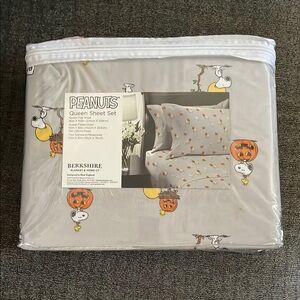 Berkshire Peanuts Queen Sheet Set - Gray and Orange